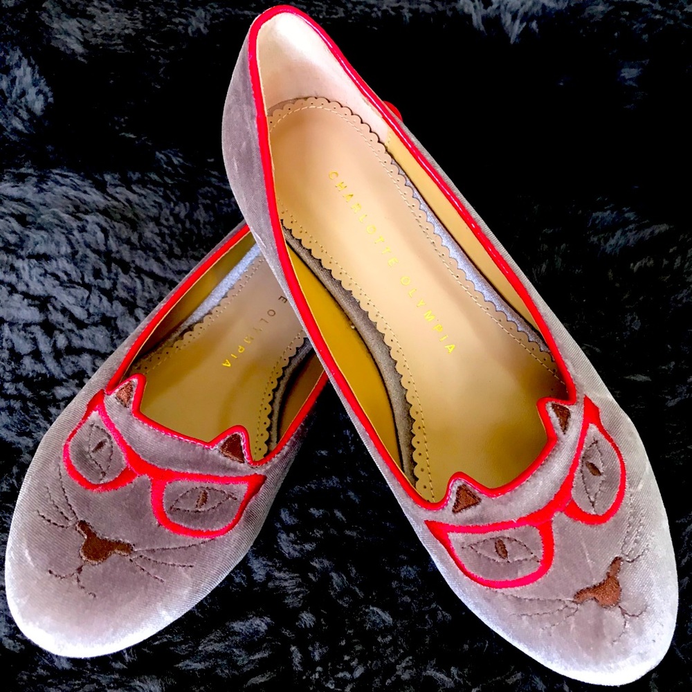 Charlotte Olympia kitty flats (used)